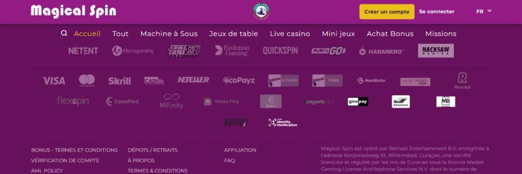 Magical spin casino en ligne